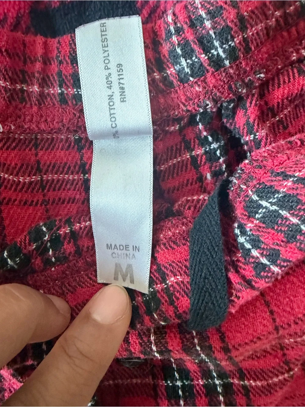Red Plaid Flannel Pajama Pants - Pair